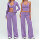 women’S Yoga Set With Wide Leg Pants And Long Sleeve Crop Top