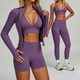 seamless Yoga Set 2/3 Pieces, Women's Gym Workout Long-Sleeved Jacket & Sports Bra
