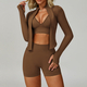 seamless Yoga Set 2/3 Pieces, Women's Gym Workout Long-Sleeved Jacket & Sports Bra