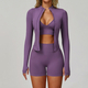 seamless Yoga Set 2/3 Pieces, Women's Gym Workout Long-Sleeved Jacket & Sports Bra