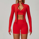 seamless Yoga Set 2/3 Pieces, Women's Gym Workout Long-Sleeved Jacket & Sports Bra
