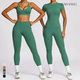 zipper Long Sleeve Yoga Set With Sports Bra And Leggings