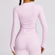 zipper Long Sleeve Yoga Set With Sports Bra And Leggings