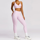 zipper Long Sleeve Yoga Set With Sports Bra And Leggings