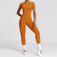 zipper Long Sleeve Yoga Set With Sports Bra And Leggings