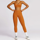 zipper Long Sleeve Yoga Set With Sports Bra And Leggings