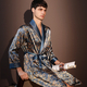 thin Ice Silk Bathrobe For Men - Summer Loungewear With Printed Design