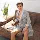 plus Size Satin Bathrobe Shorts Set With Ice Silk Pajamas