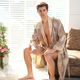 plus Size Satin Bathrobe Shorts Set With Ice Silk Pajamas