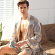 plus Size Satin Bathrobe Shorts Set With Ice Silk Pajamas