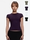 elastic Waist Tight Fit Round Neck Short Sleeve T-Shirt