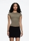 elastic Waist Tight Fit Round Neck Short Sleeve T-Shirt