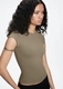 elastic Waist Tight Fit Round Neck Short Sleeve T-Shirt