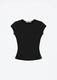 elastic Waist Tight Fit Round Neck Short Sleeve T-Shirt