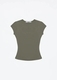 elastic Waist Tight Fit Round Neck Short Sleeve T-Shirt
