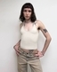 baby Blue Strap Halter Neck U-Neck Solid Color Vest Top