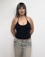 baby Blue Strap Halter Neck U-Neck Solid Color Vest Top