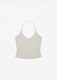 baby Blue Strap Halter Neck U-Neck Solid Color Vest Top