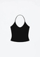baby Blue Strap Halter Neck U-Neck Solid Color Vest Top
