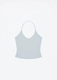 baby Blue Strap Halter Neck U-Neck Solid Color Vest Top