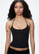 solid Color Elastic Strap Backless Tank Top