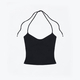 solid Color Elastic Strap Backless Tank Top