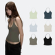 clay Grey Basic Style Vest Top With Neck Strap