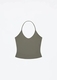 clay Grey Basic Style Vest Top With Neck Strap