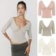 v-Neck Pleated Mid-Sleeve Top With High-Waisted Pleated Slit Midi Skirt Set