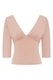 v-Neck Pleated Mid-Sleeve Top With High-Waisted Pleated Slit Midi Skirt Set