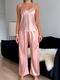 women’S V-Neck Halter Pajama Set Solid Color 2 Piece