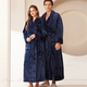 coral Fleece Long Kimono Bathrobe For Couples