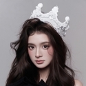 fairycore Princess White Pom-Pom Crown Hat Hair Accessory