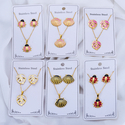 gold Stainless Steel Leaf Insect Jewelry Set