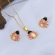 gold Stainless Steel Leaf Insect Jewelry Set