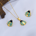 gold Stainless Steel Leaf Insect Jewelry Set