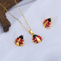 gold Stainless Steel Leaf Insect Jewelry Set