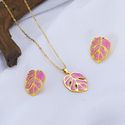 gold Stainless Steel Leaf Insect Jewelry Set
