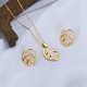 gold Stainless Steel Leaf Insect Jewelry Set