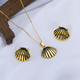 gold Stainless Steel Leaf Insect Jewelry Set