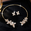 light Luxury Flower Zircon Necklace Earring Set