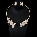 light Luxury Flower Zircon Necklace Earring Set