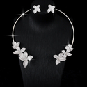 light Luxury Flower Zircon Necklace Earring Set