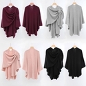 diagonal Opening Knitted Shawl Cape Women Autumn Winter
