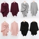 diagonal Opening Knitted Shawl Cape Women Autumn Winter