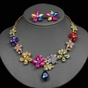 colorful Rhinestone Necklace And Earrings Two-Piece Set