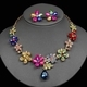 colorful Rhinestone Necklace And Earrings Two-Piece Set