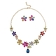 colorful Rhinestone Necklace And Earrings Two-Piece Set