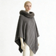 women's Knit Cape With Faux Fur Collar Shawl