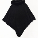 women's Knit Cape With Faux Fur Collar Shawl